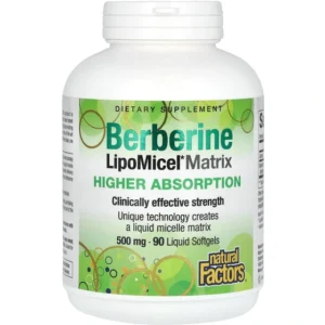 کپسول بربرین لیپومیسل ماتریکس نچرال فاکتورز – Natural Factors Berberine LipoMicel Matrix 500 mg (۹۰ سافت‌ژل